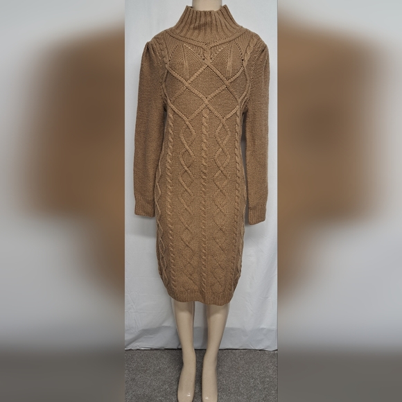 Moda International Dresses & Skirts - Moda International XL Wool Blend Cable Knit Sweater Dress Turtle Neck